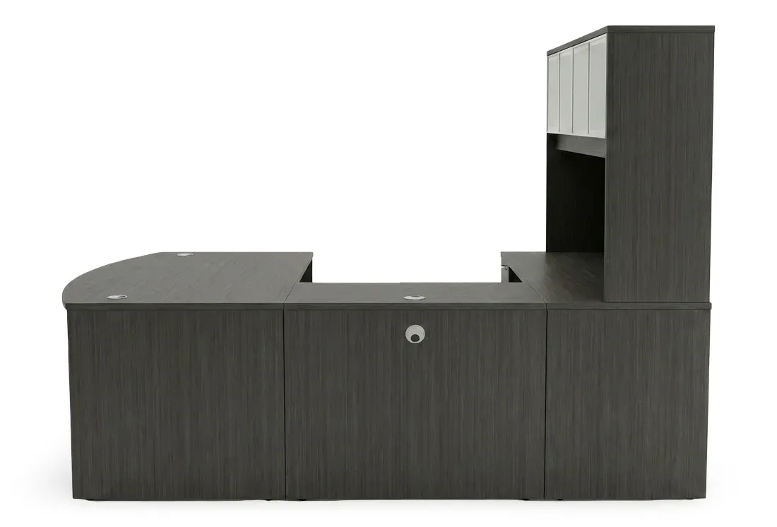 small bow front u shape desk with hutch 3