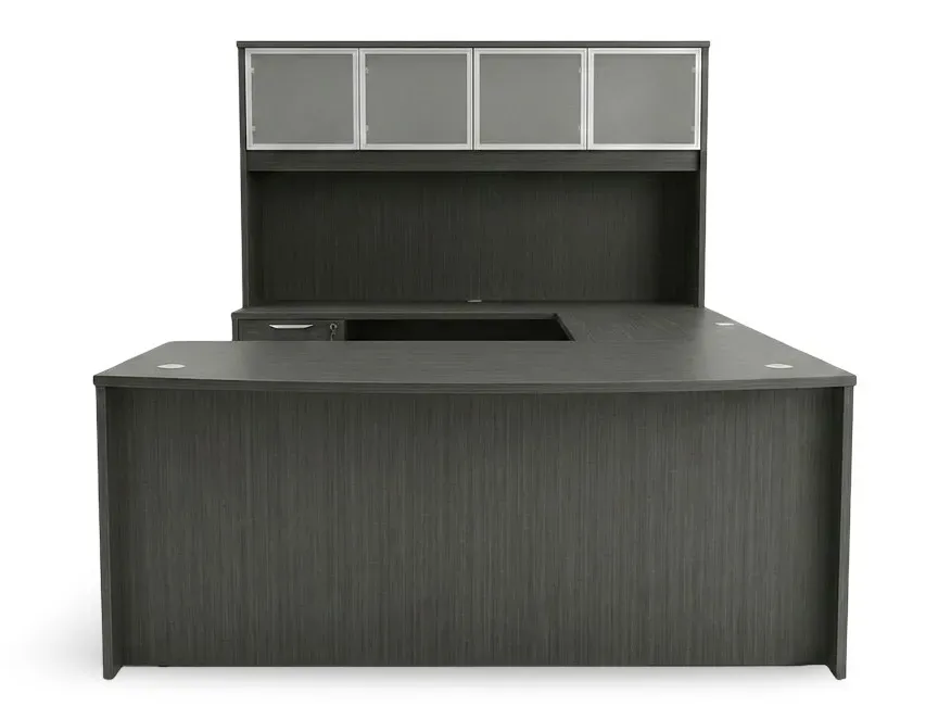 small bow front u shape desk with hutch 4