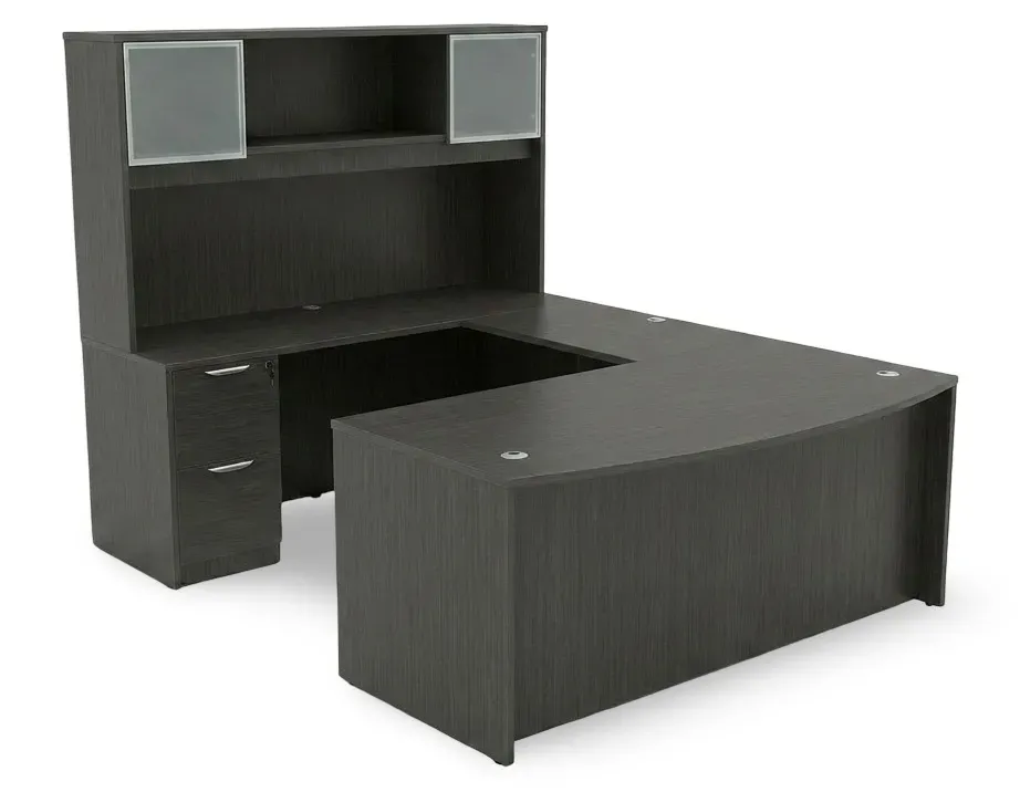 Bow Front U Shaped Desk with Hutch
