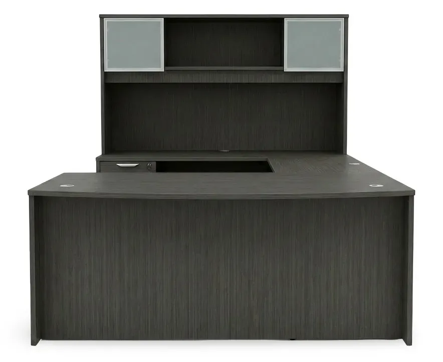 Bow Front U Shaped Desk with Hutch