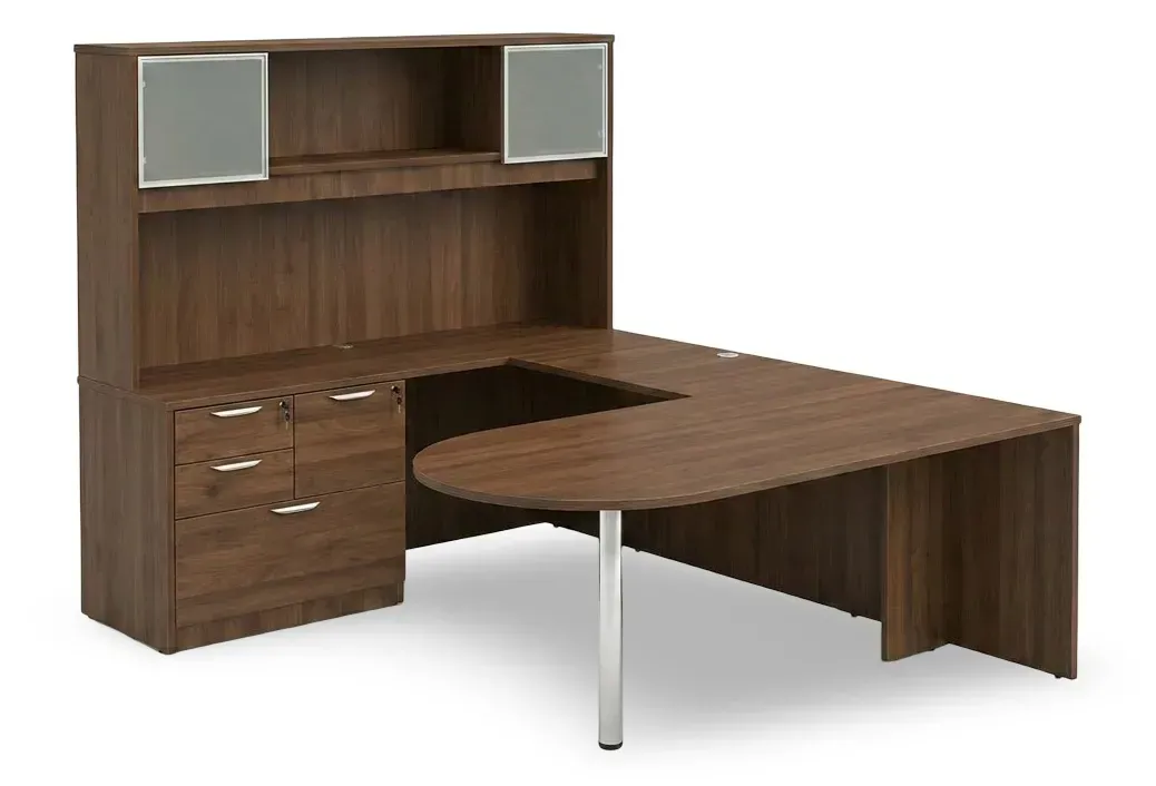 U Shaped Peninsula Desk with Hutch