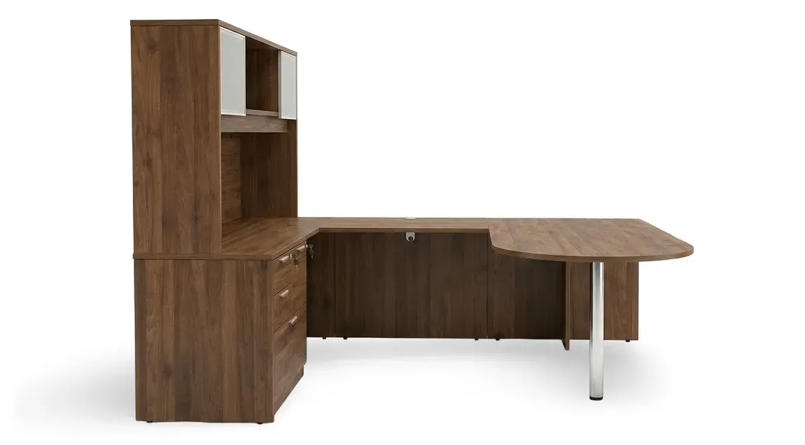 U Shaped Peninsula Desk with Hutch