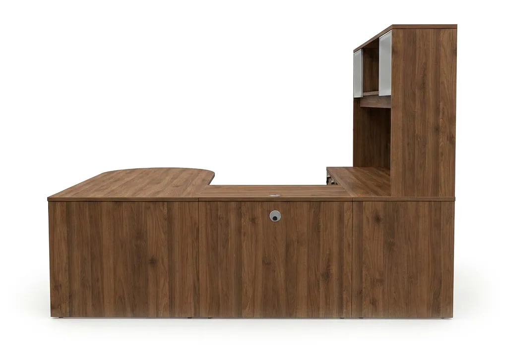 U Shaped Peninsula Desk with Hutch
