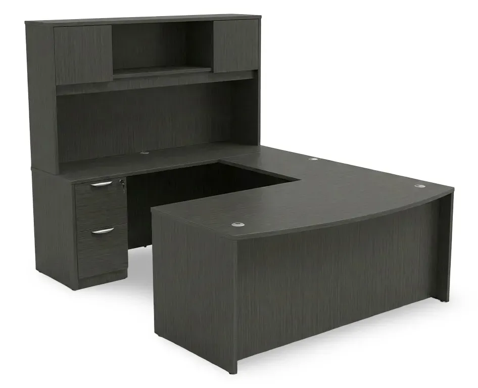 Bow Front U Shaped Desk with Hutch