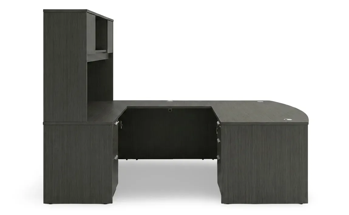 Bow Front U Shaped Desk with Hutch