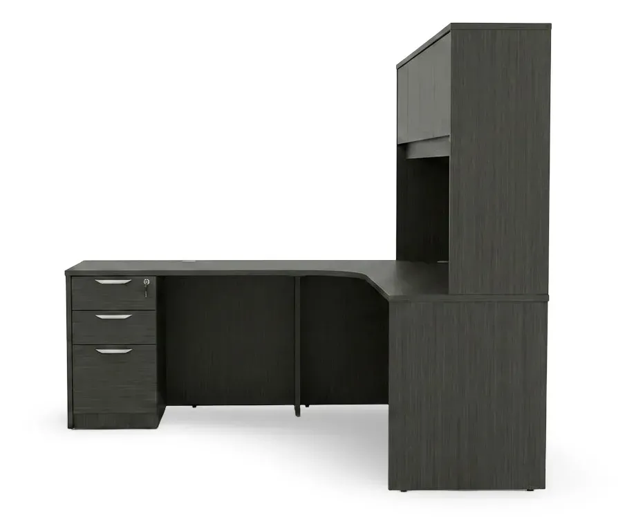 small l shaped desk with hutch and drawers 2