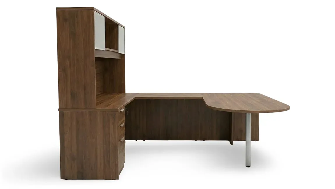 U Shaped Peninsula Desk with Storage