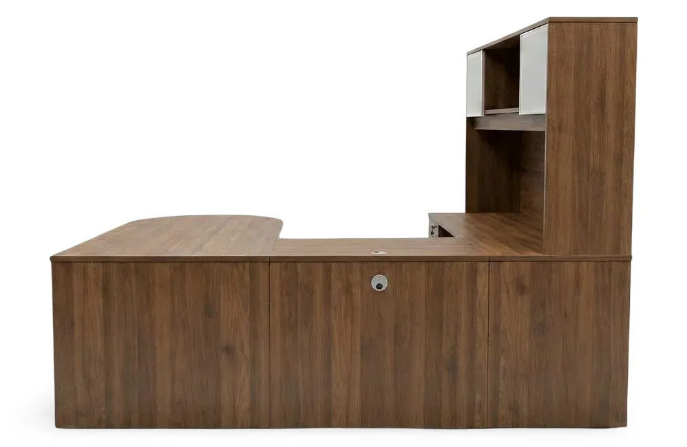 U Shaped Peninsula Desk with Storage