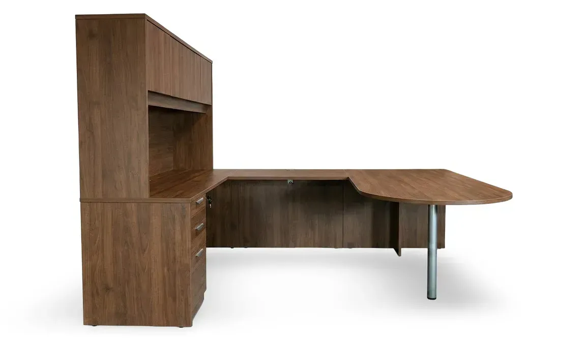 U Shaped Peninsula Desk with Storage