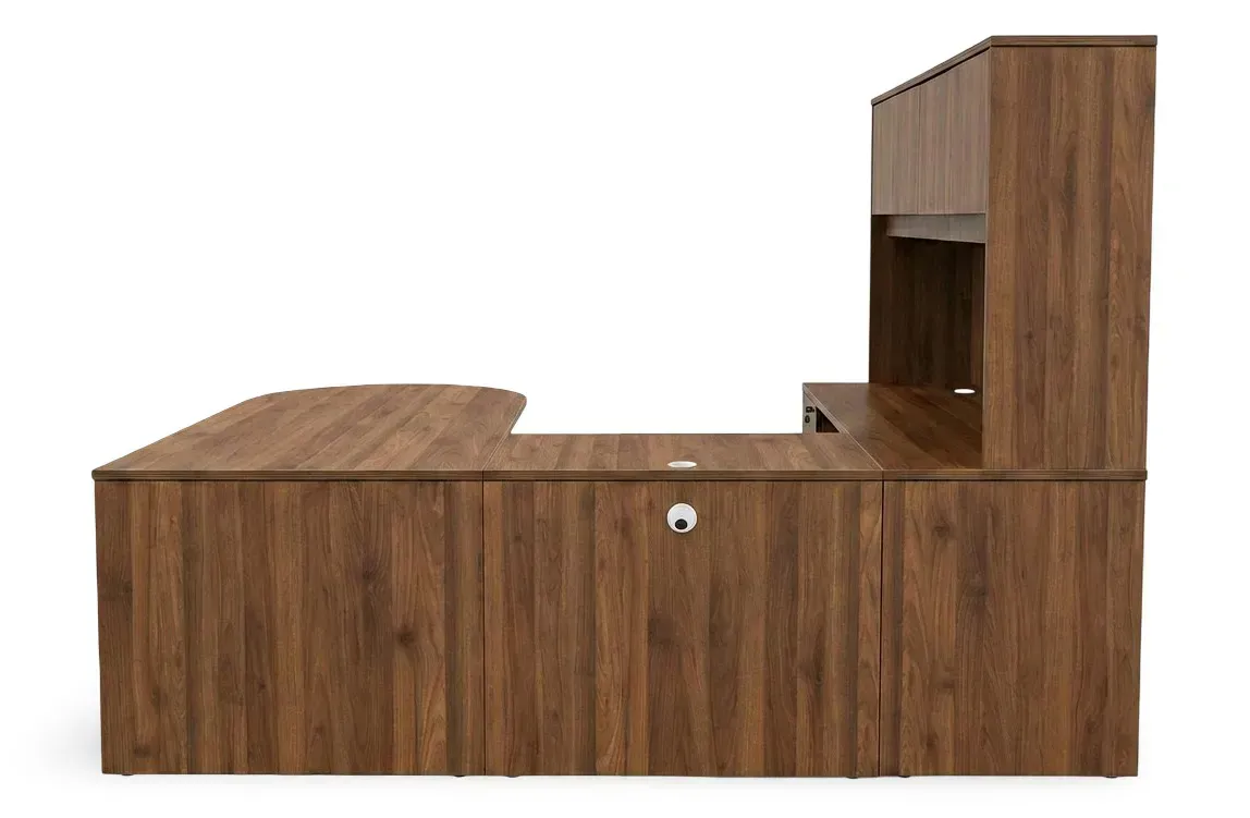 U Shaped Peninsula Desk with Storage