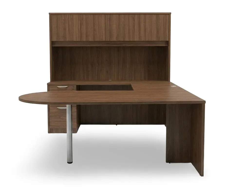 U Shaped Peninsula Desk with Storage