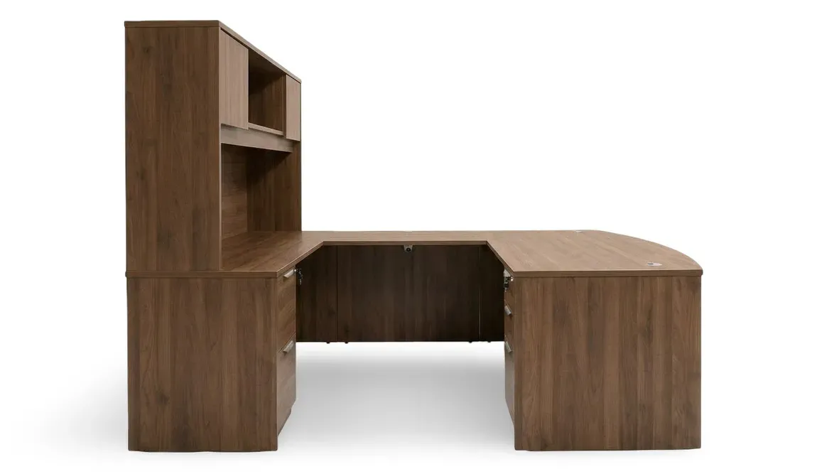 Bow Front U Shaped Desk with Hutch