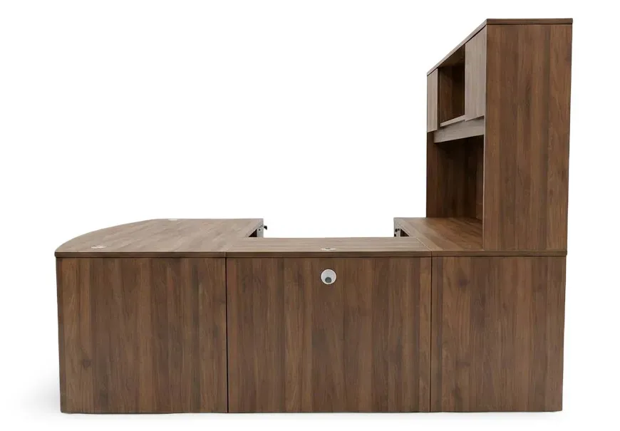 Bow Front U Shaped Desk with Hutch