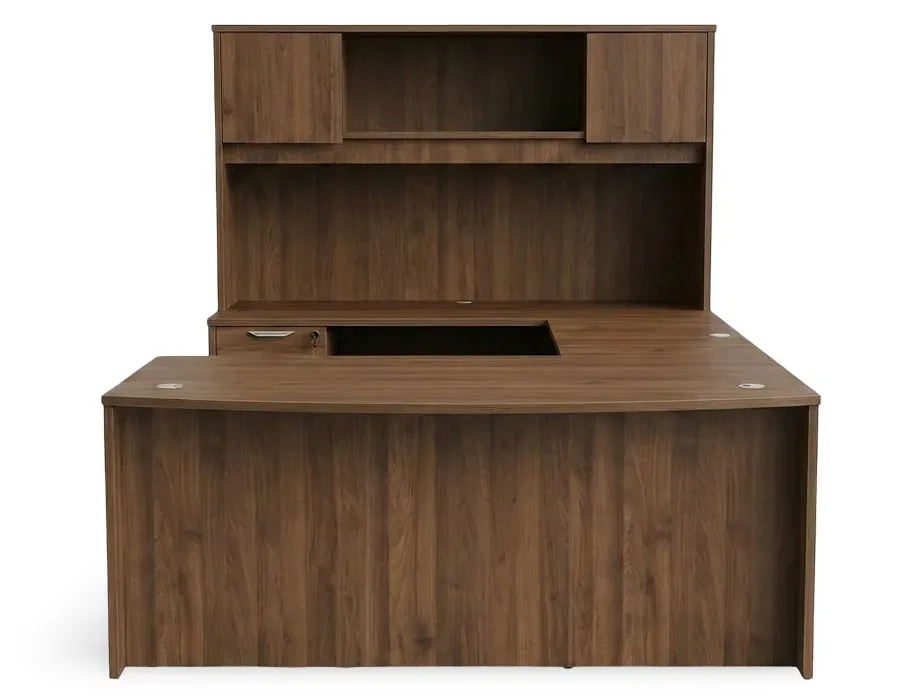Bow Front U Shaped Desk with Hutch