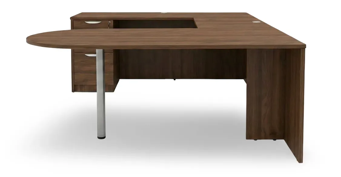 U Shaped Peninsula Desk with Drawers