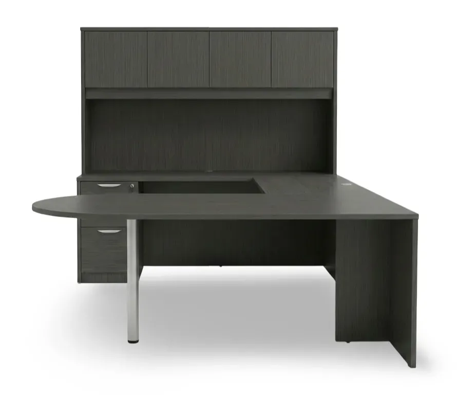 U Shape Peninsula Desk with Hutch