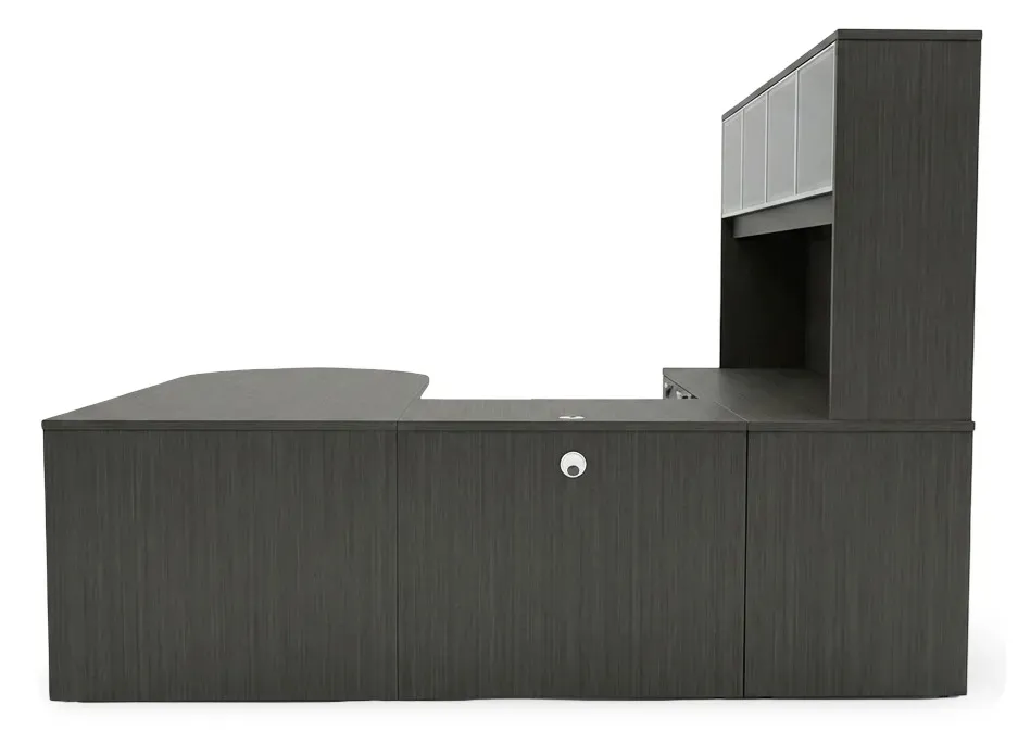 U Shaped Peninsula Desk with Hutch