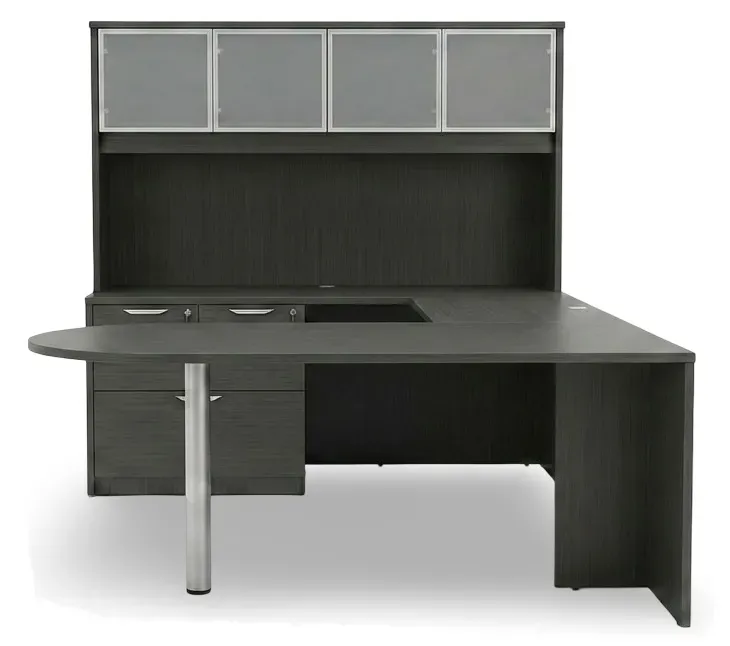 U Shaped Peninsula Desk with Hutch