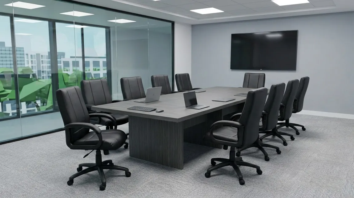 fullsize rectangular conference table and chairs set 1