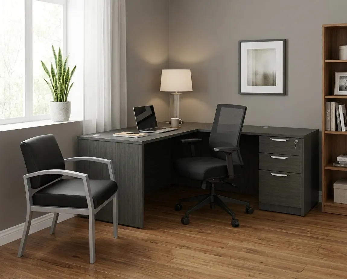 fullsize l shaped desk with drawers 1