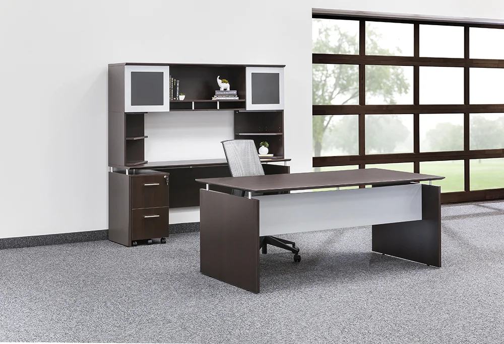 Office Desk with Credenza and Hutch Set