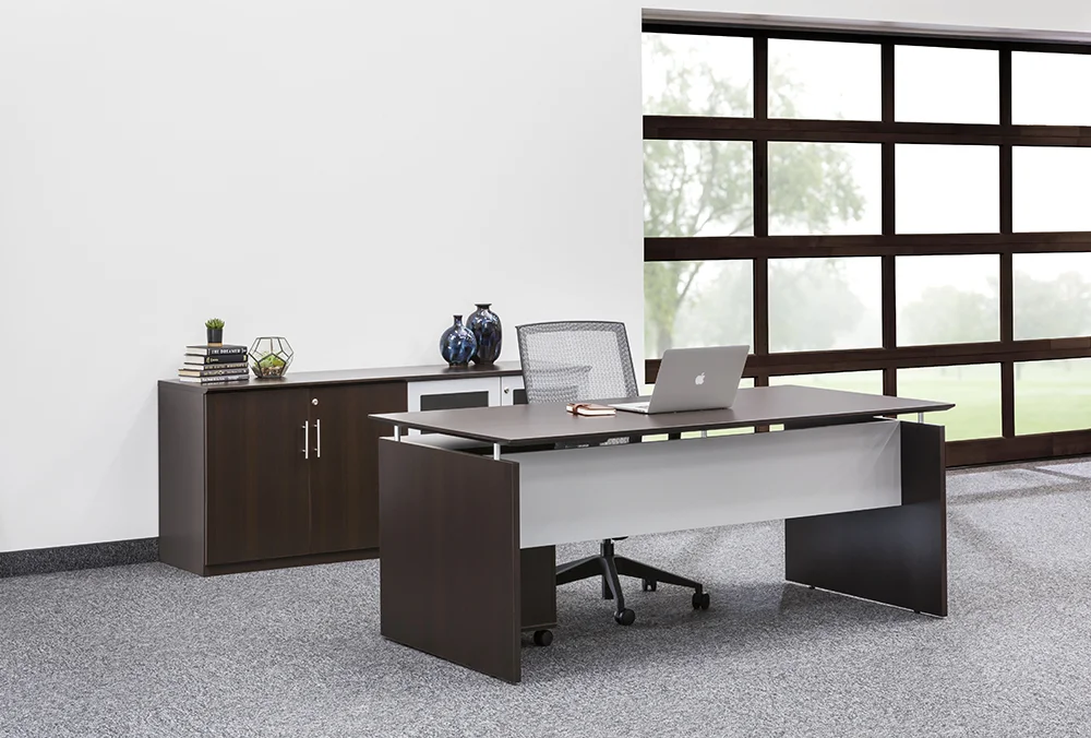 fullsize office desk and storage credenza set 1
