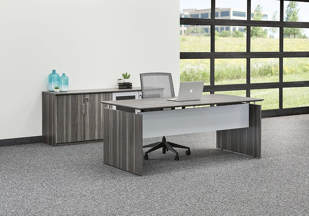 fullsize office desk and storage credenza set 1