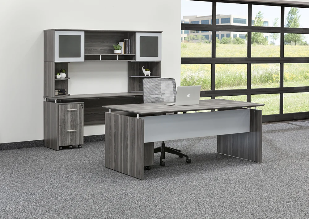 Office Desk with Credenza and Hutch Set