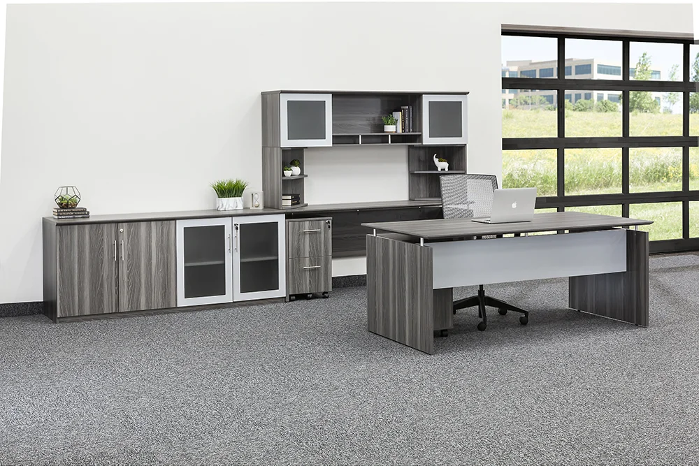 Office Desk with Credenza and Storage Set