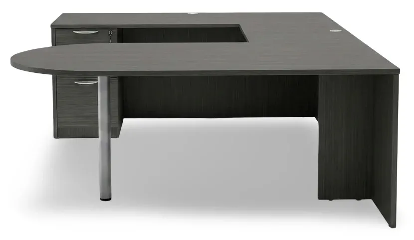 U Shaped Peninsula Desk with Drawers