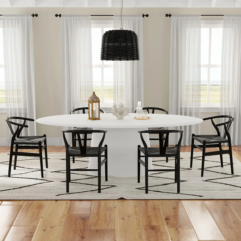 Sculptural Pedestal Dining Table and Chairs Set