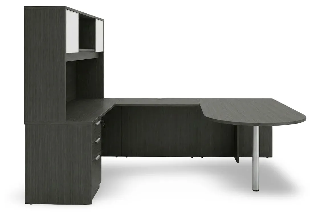 U Shaped Peninsula Desk with Hutch