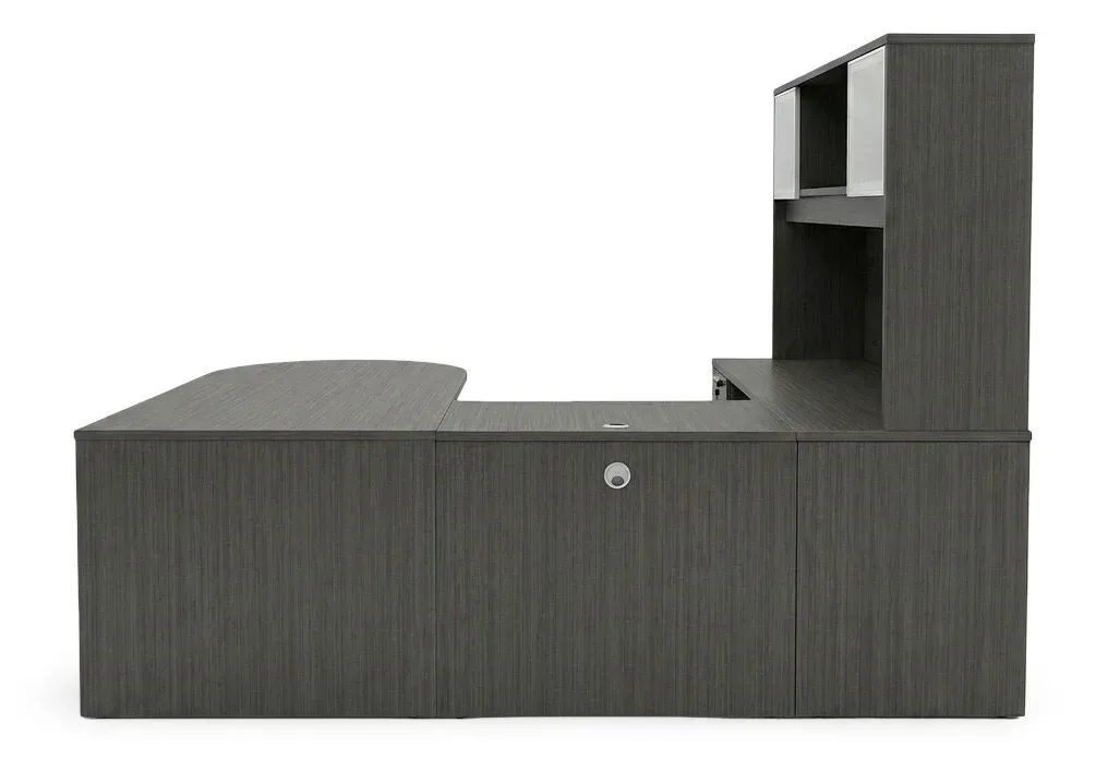U Shaped Peninsula Desk with Hutch