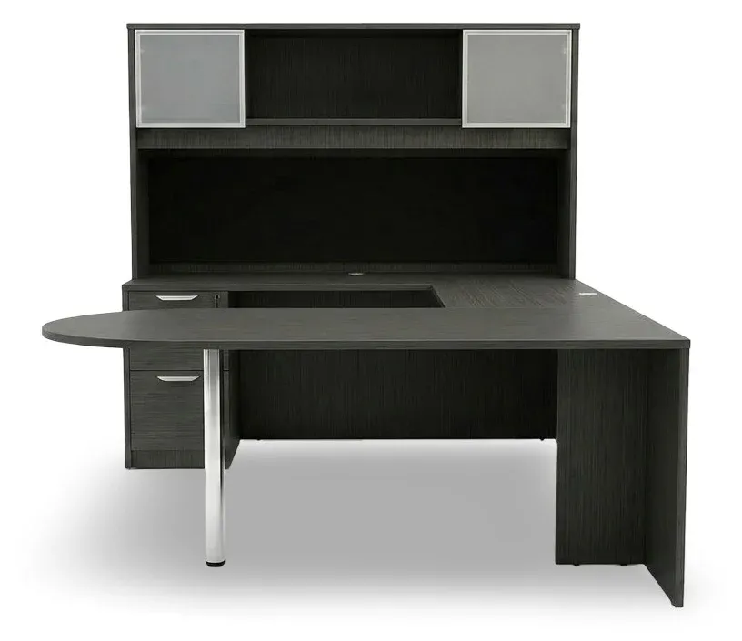U Shaped Peninsula Desk with Hutch