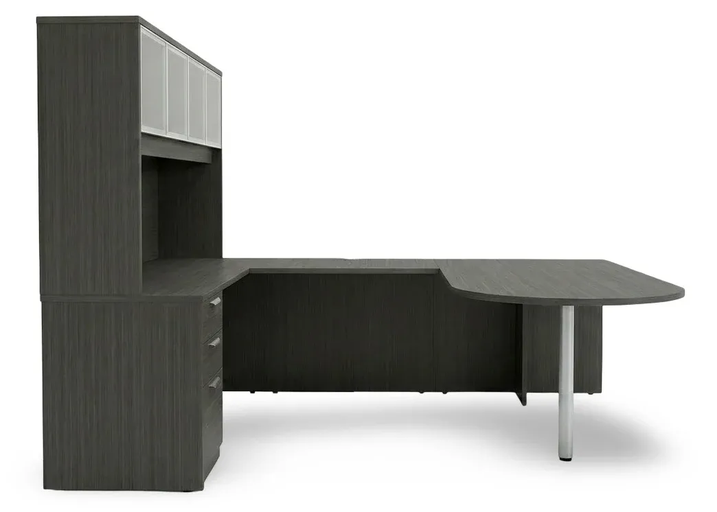 U Shaped Peninsula Desk with Hutch