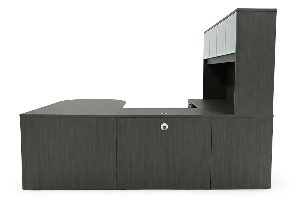 U Shaped Peninsula Desk with Hutch