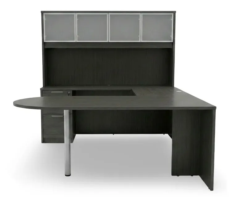 U Shaped Peninsula Desk with Hutch