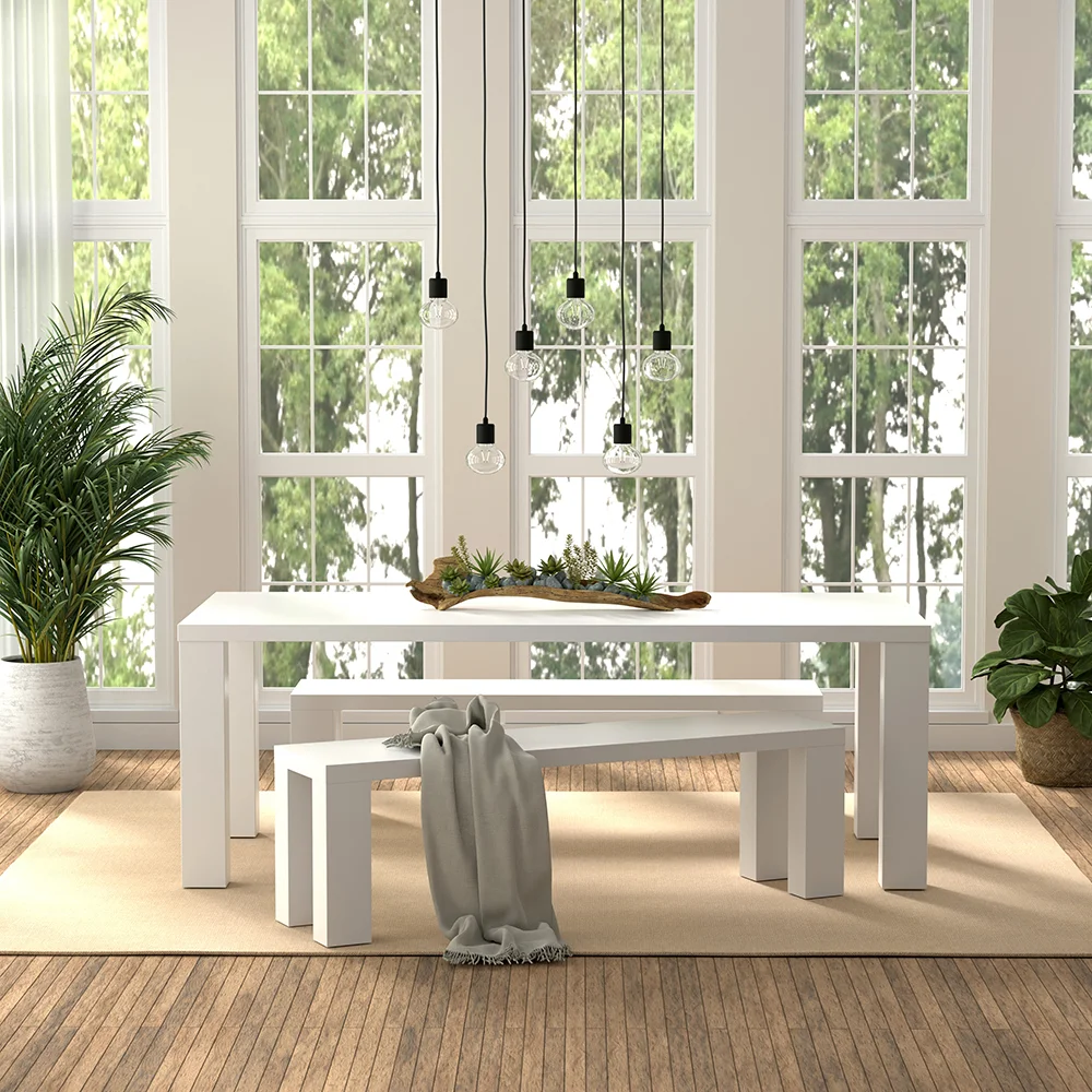 fullsize large dining table and bench set 1
