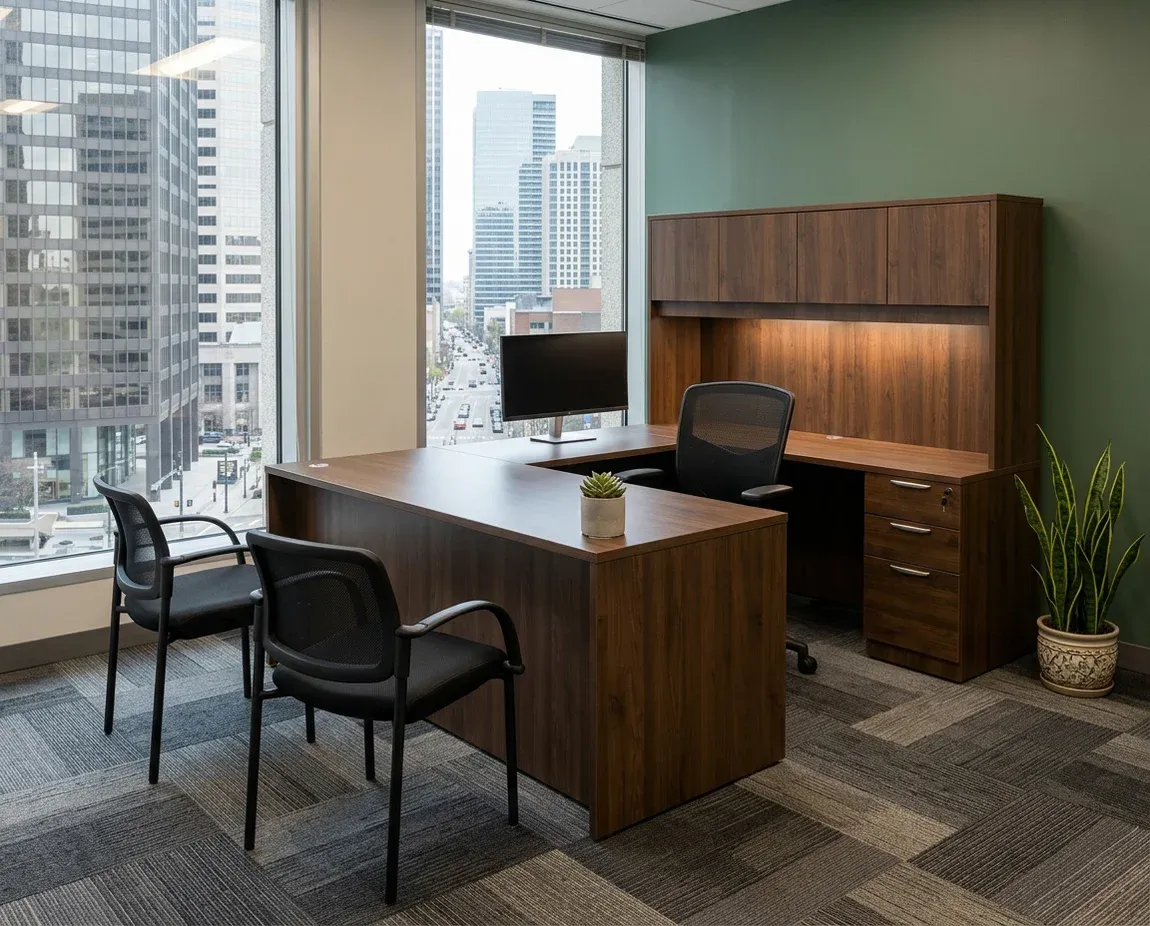 U Shaped Desk with Hutch
