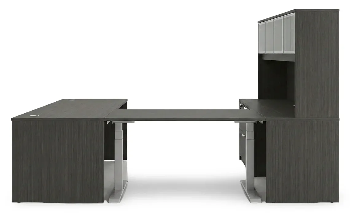 U Shaped Standing Desk with Hutch
