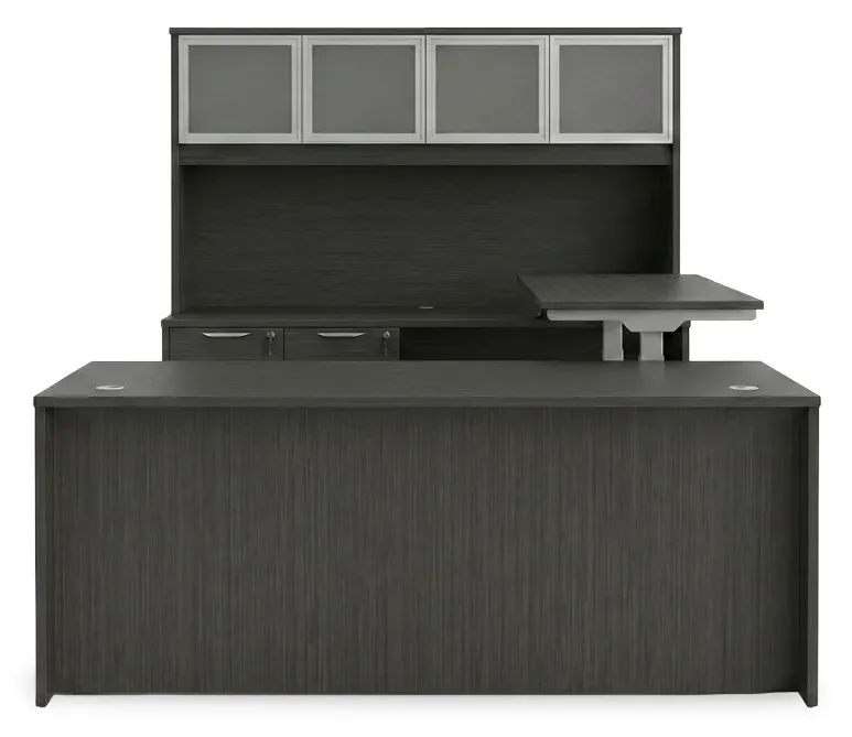 U Shaped Standing Desk with Hutch