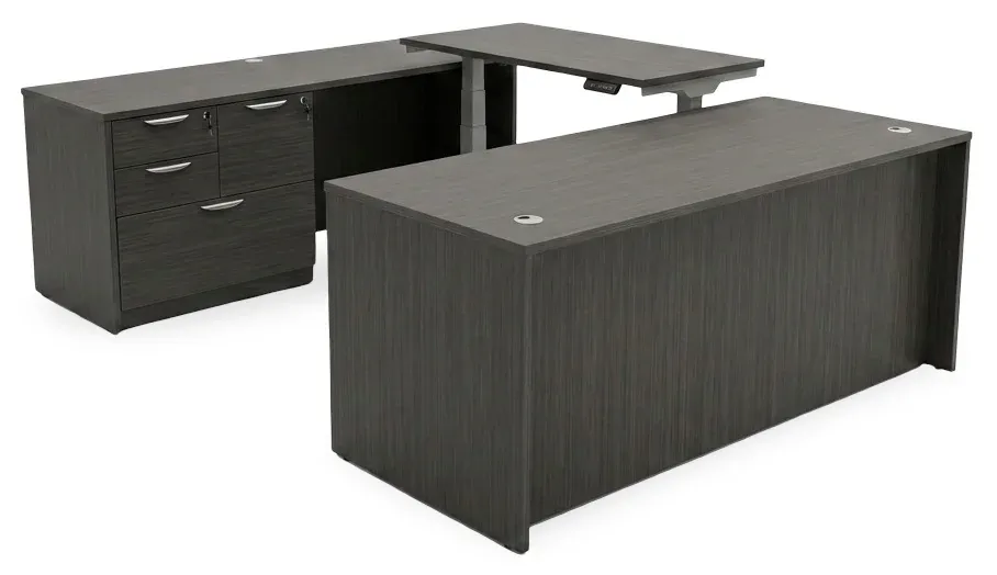 U Shaped Standing Desk with Drawers