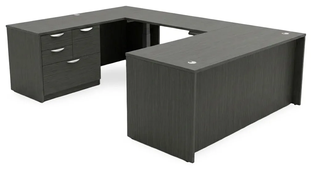U Shaped Standing Desk with Drawers