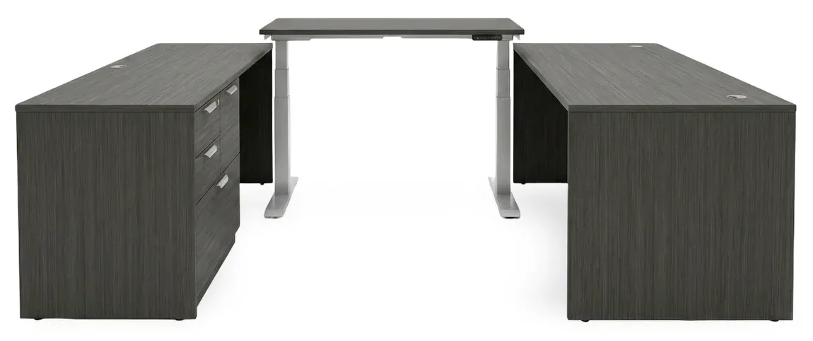 U Shaped Standing Desk with Drawers