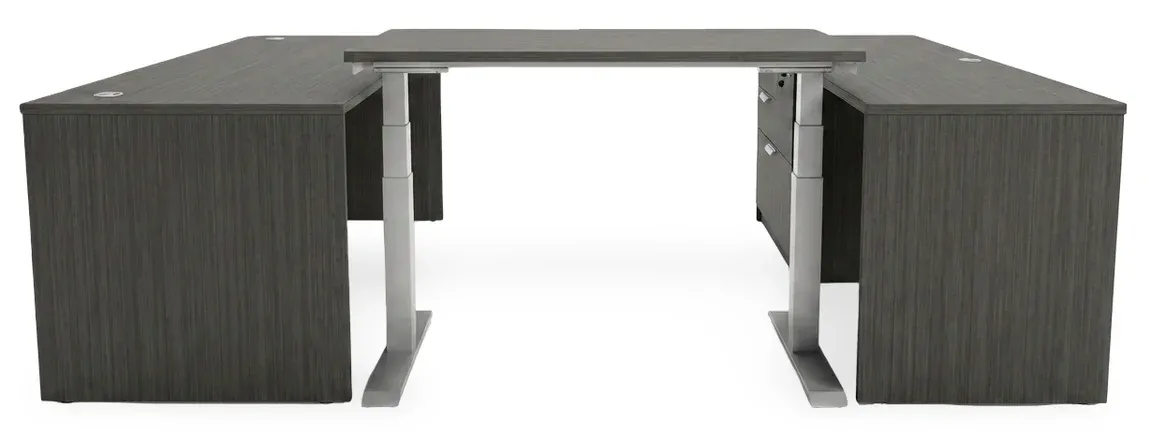 U Shaped Standing Desk with Drawers