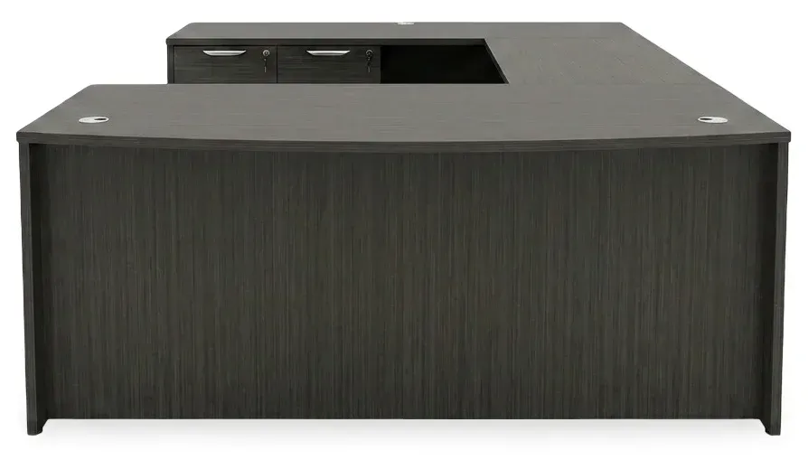 Bow Front U Shape Standing Desk with Drawers