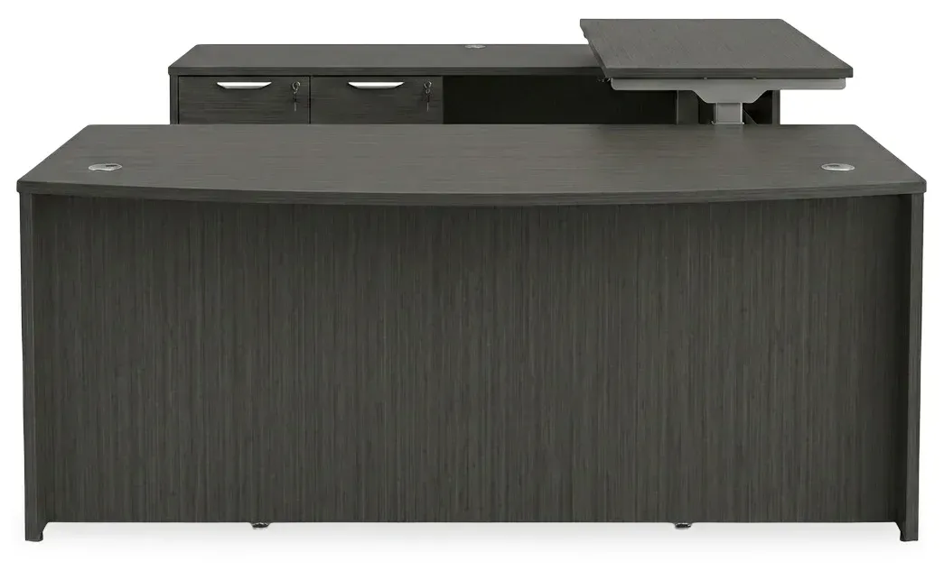 Bow Front U Shape Standing Desk with Drawers