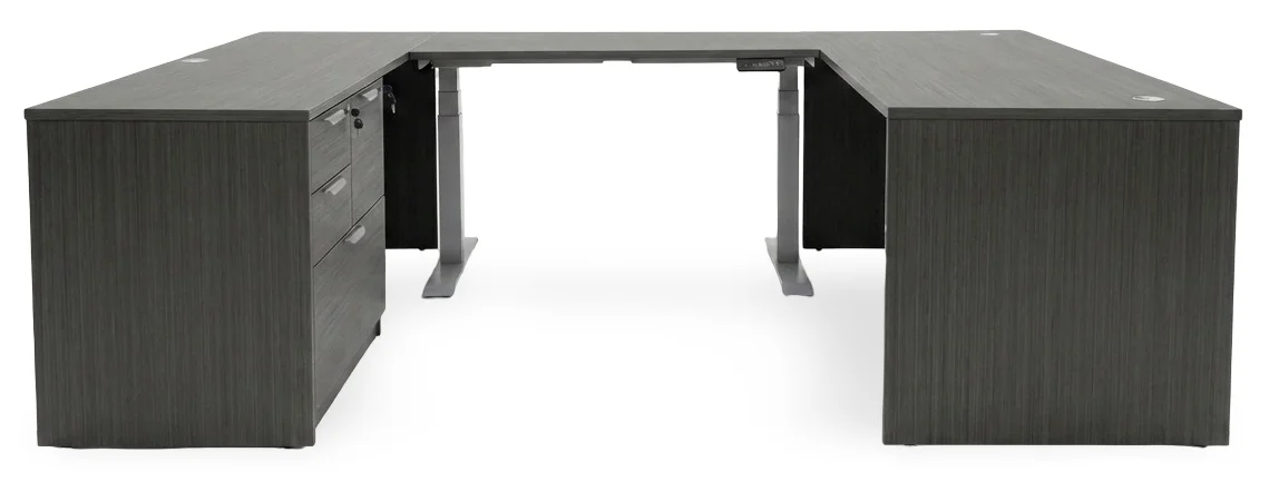 U Shaped Standing Desk with Drawers