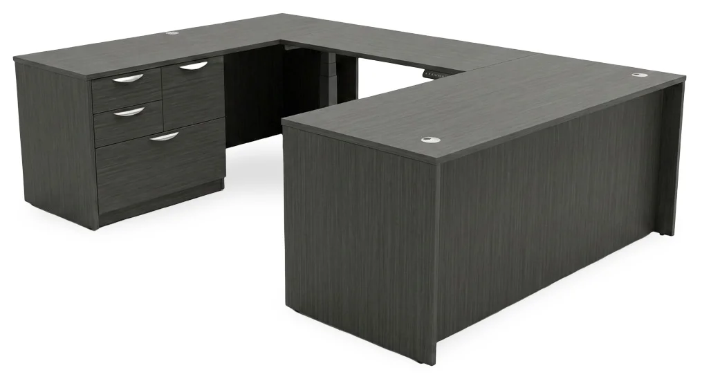 U Shaped Standing Desk with Drawers
