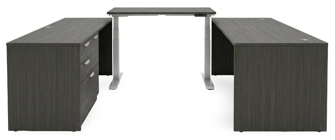 U Shaped Standing Desk with Drawers